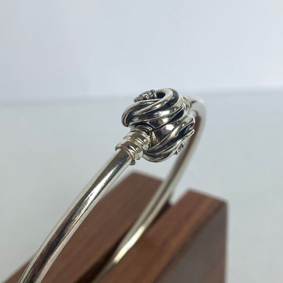 Pandora Sterling Silver 925 Encircled Clasp CZ Round Charm Bangle Bracelet 6.5" - Picture 7 of 16